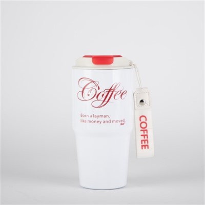 Roostevabast terasest kohvitass keraamilise sisemuse ja käepidemega kohvikruusiga